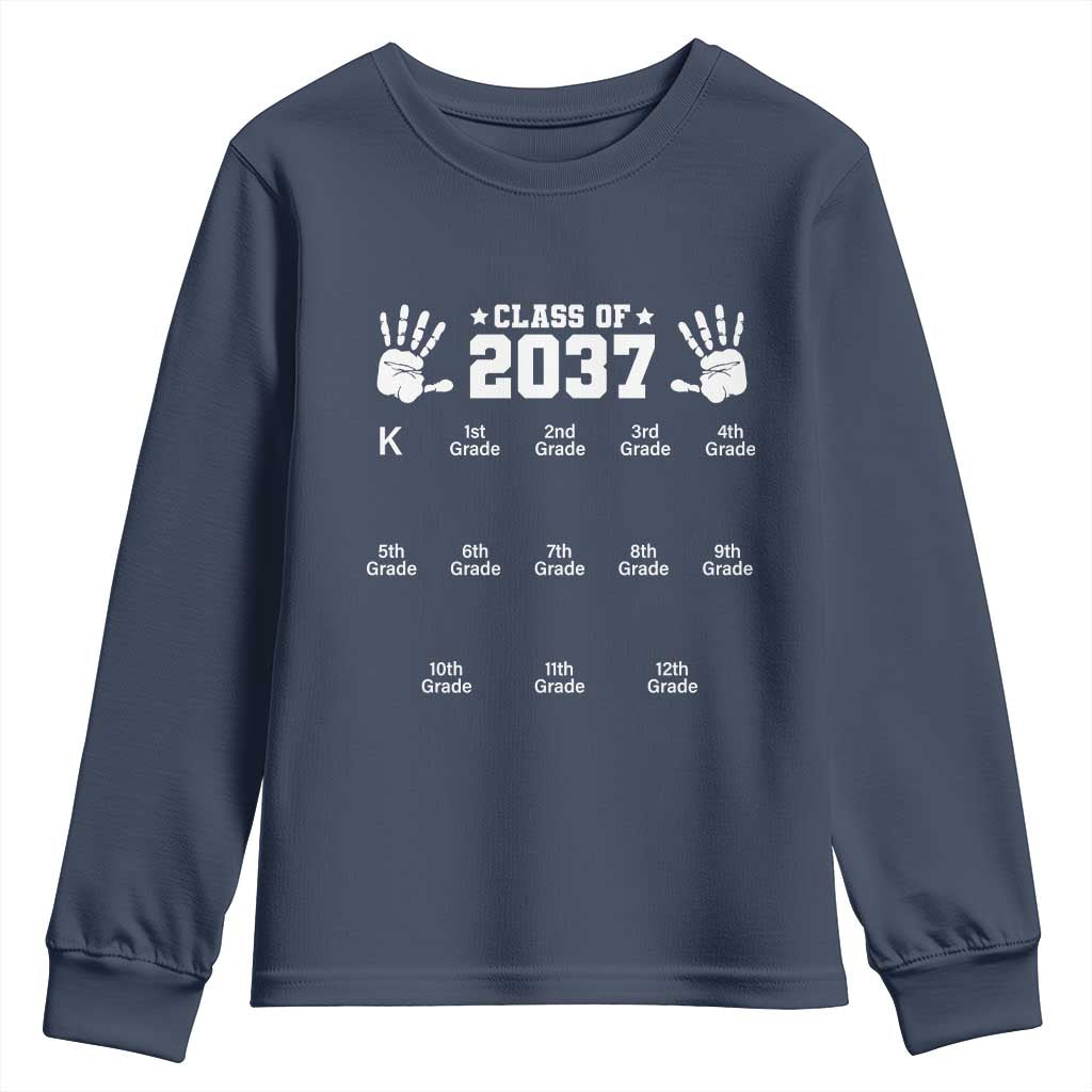 Class of 2037 Grow With Me Youth Sweatshirt Handprint K to 12th Grade Graduation - Wonder Print Shop