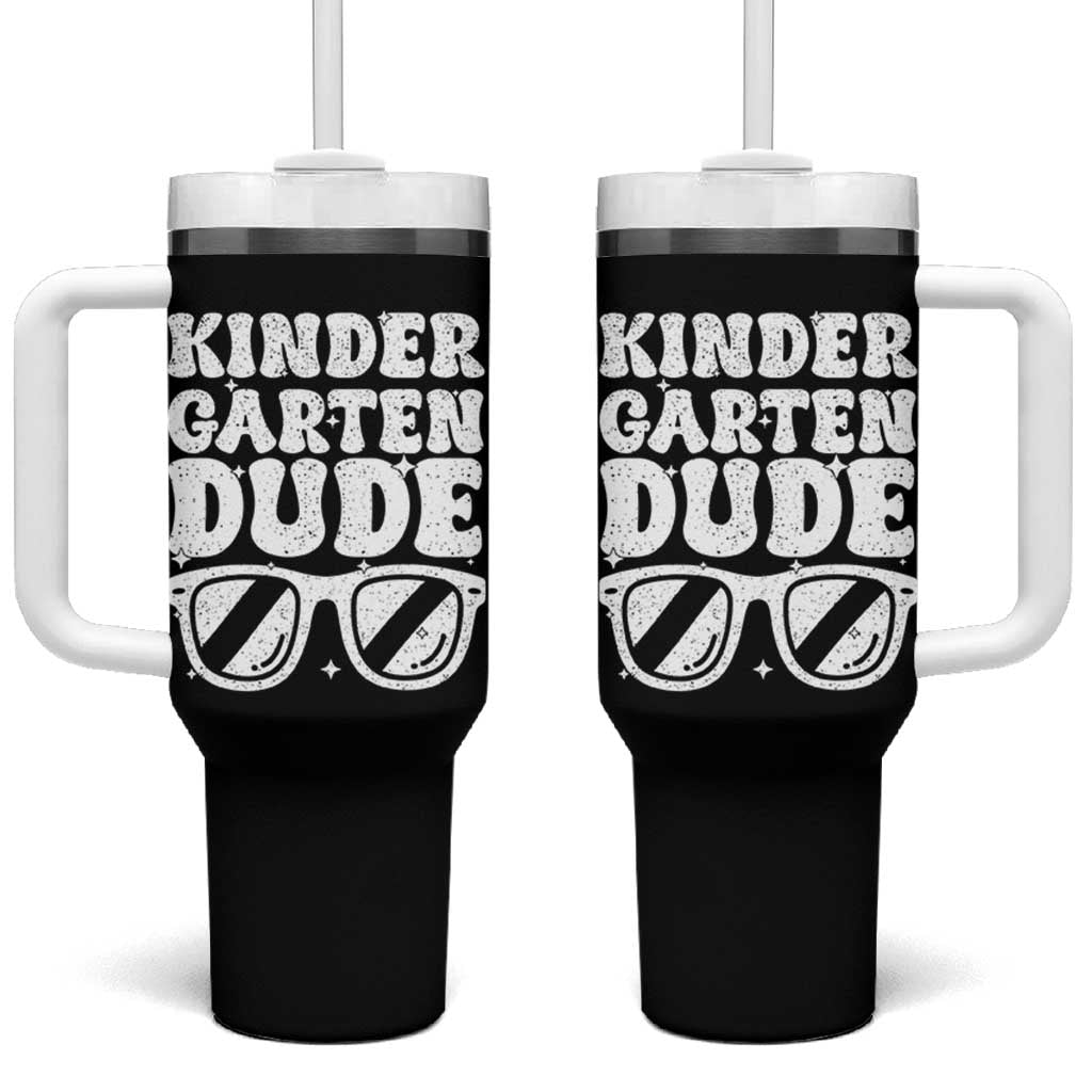 Kindergarten Dude Tumbler With Handle Funny Back to School First Day Of Kinder Graduation - Wonder Print Shop