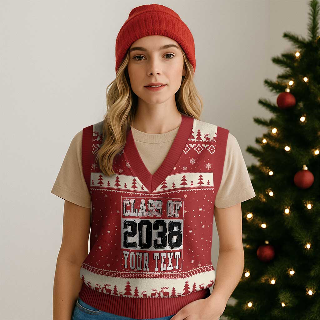 Personalized Class of 2038 V-Neck Knit Sweater Vest Custom Name Grow With Me To Graduation - Wonder Print Shop