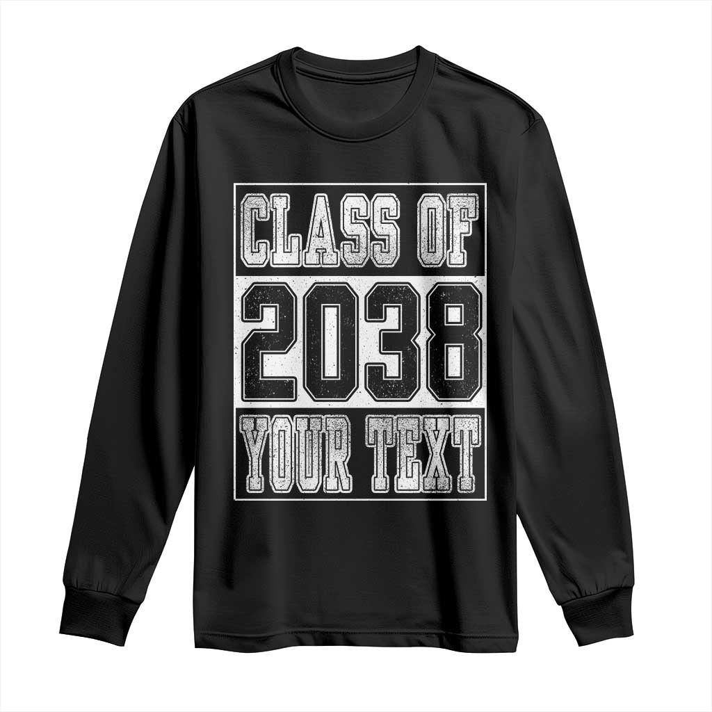 Personalized Class of 2038 Long Sleeve Shirt Custom Name Grow With Me To Graduation - Wonder Print Shop