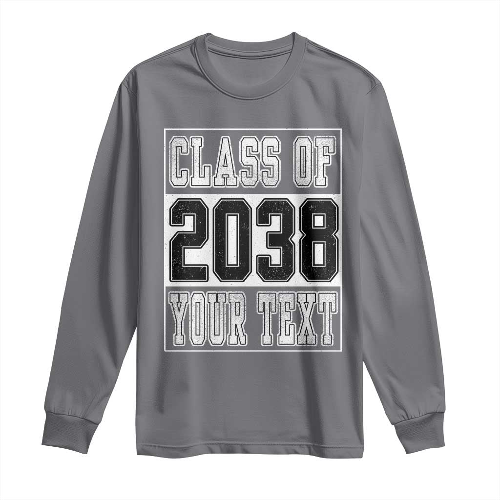 Personalized Class of 2038 Long Sleeve Shirt Custom Name Grow With Me To Graduation - Wonder Print Shop