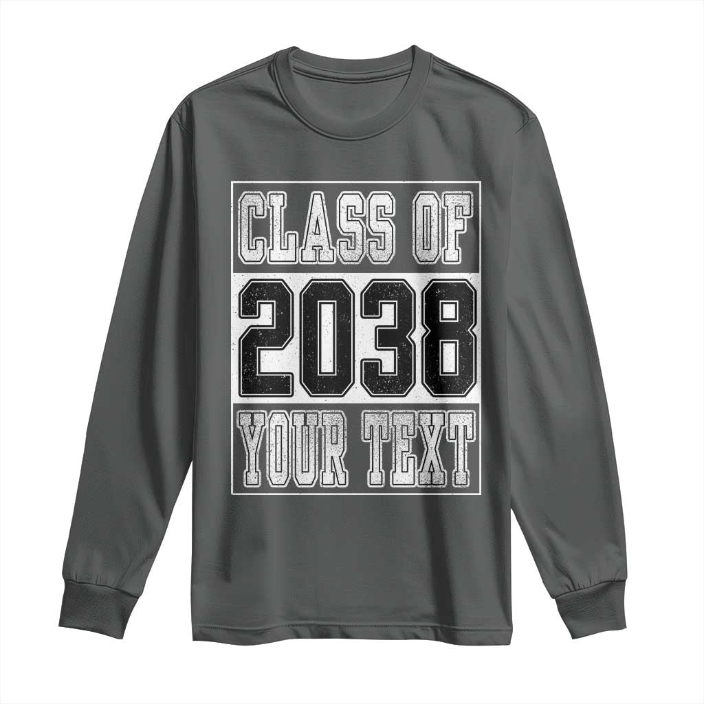 Personalized Class of 2038 Long Sleeve Shirt Custom Name Grow With Me To Graduation - Wonder Print Shop