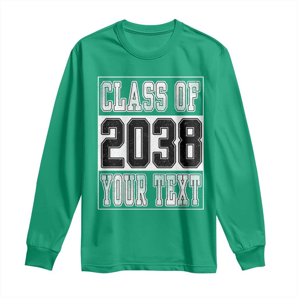 Personalized Class of 2038 Long Sleeve Shirt Custom Name Grow With Me To Graduation - Wonder Print Shop