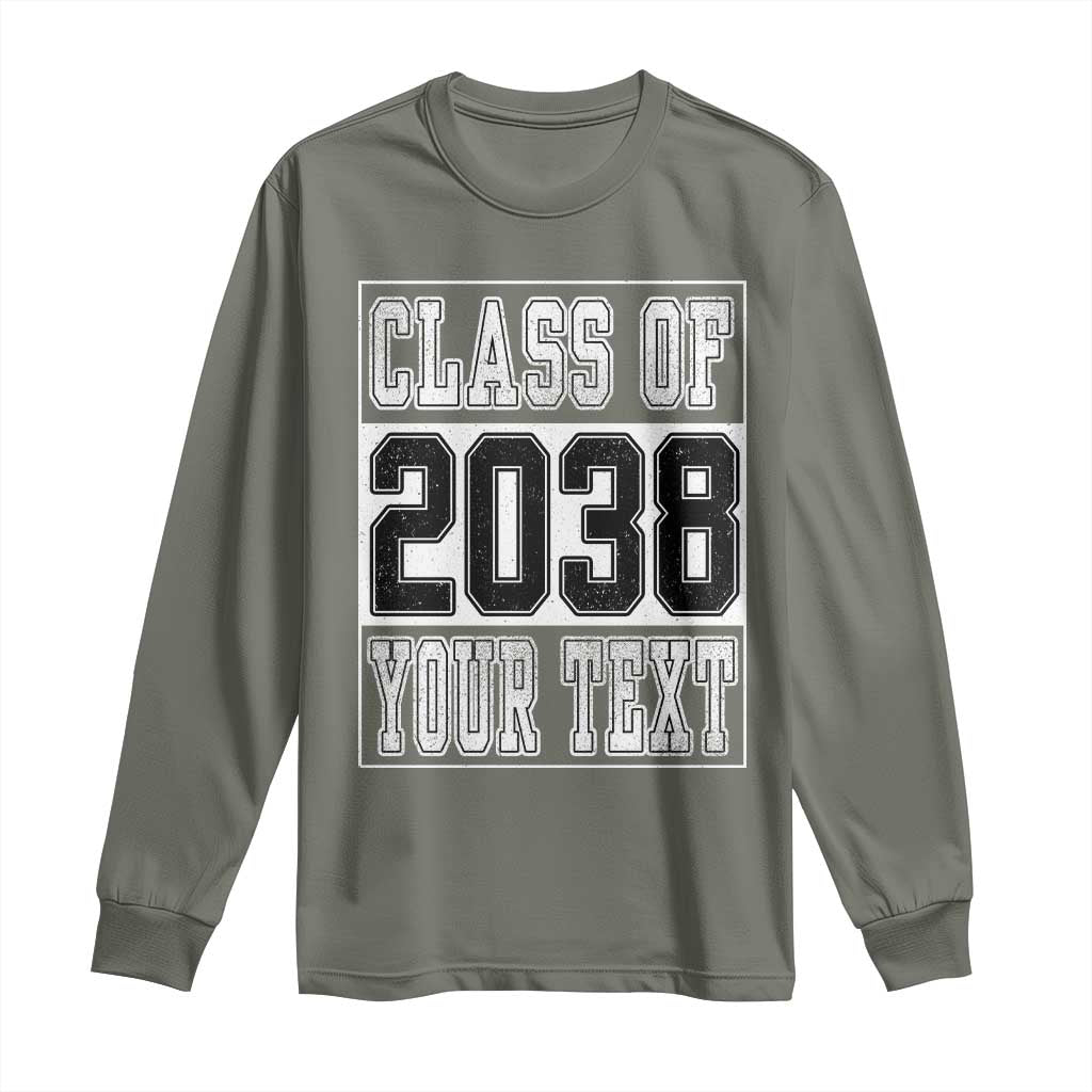Personalized Class of 2038 Long Sleeve Shirt Custom Name Grow With Me To Graduation - Wonder Print Shop