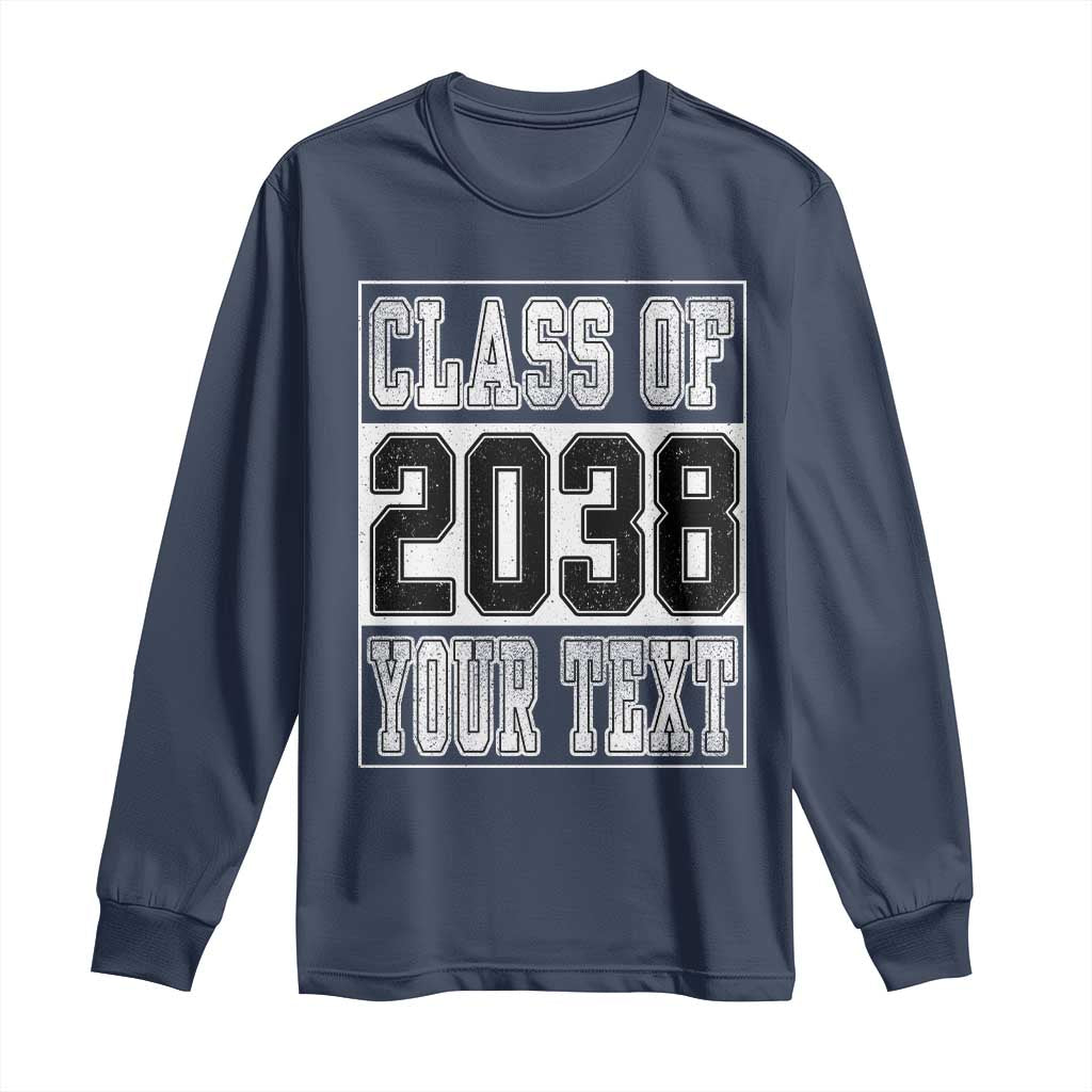 Personalized Class of 2038 Long Sleeve Shirt Custom Name Grow With Me To Graduation - Wonder Print Shop