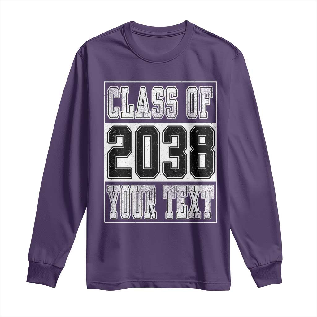 Personalized Class of 2038 Long Sleeve Shirt Custom Name Grow With Me To Graduation - Wonder Print Shop