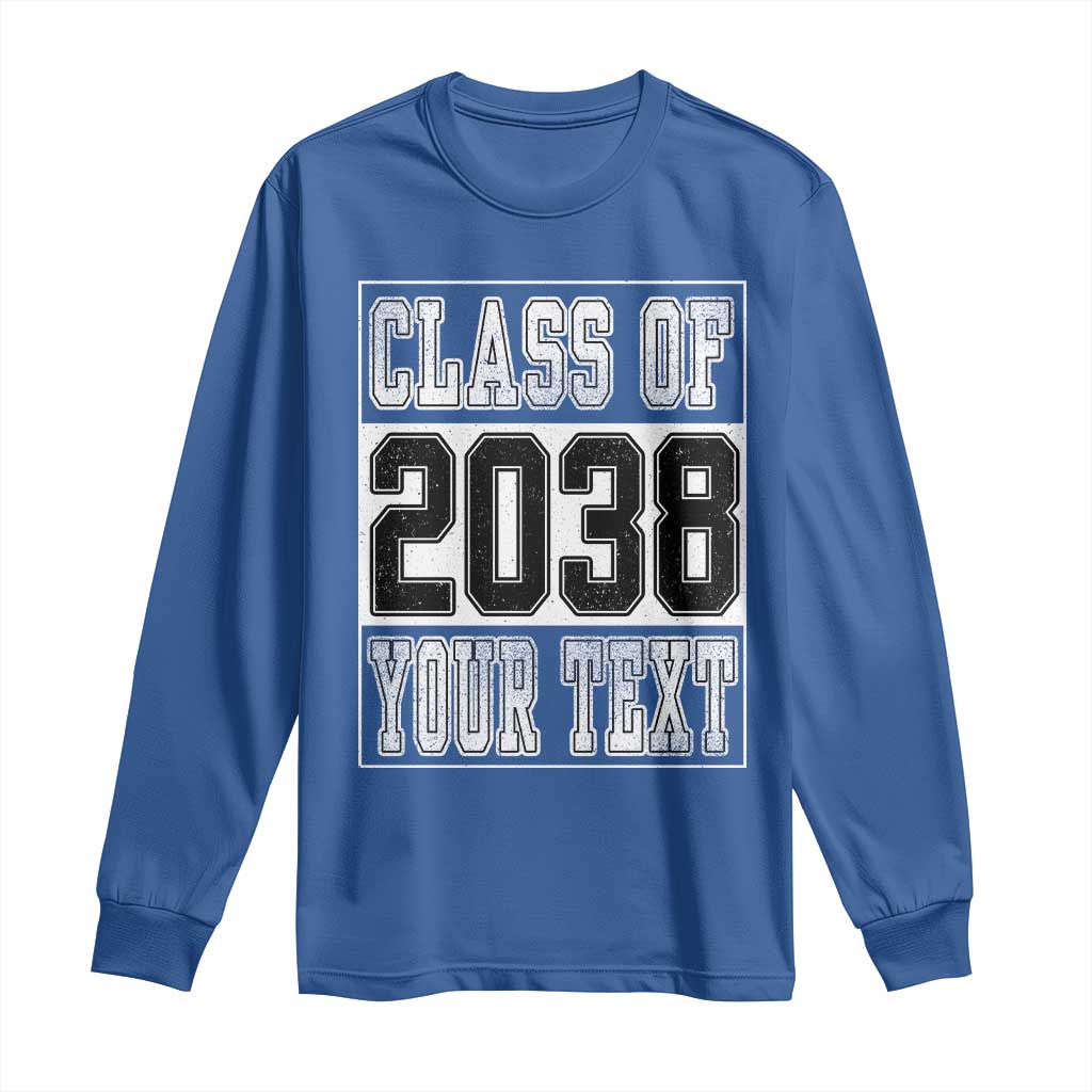 Personalized Class of 2038 Long Sleeve Shirt Custom Name Grow With Me To Graduation - Wonder Print Shop