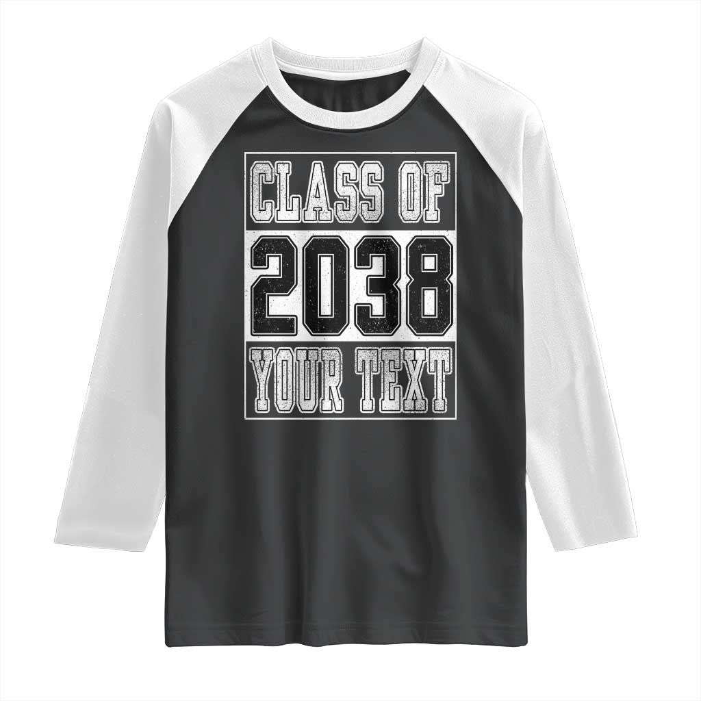 Personalized Class of 2038 Raglan Shirt Custom Name Grow With Me To Graduation - Wonder Print Shop