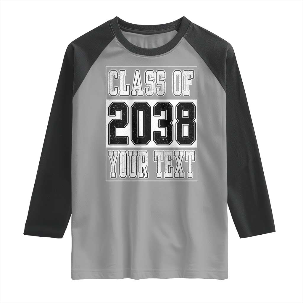 Personalized Class of 2038 Raglan Shirt Custom Name Grow With Me To Graduation - Wonder Print Shop