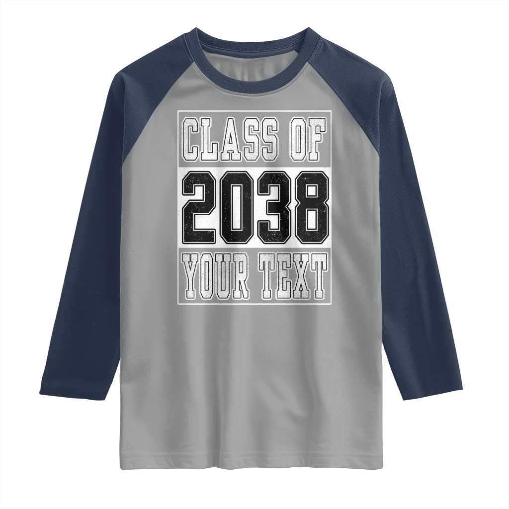 Personalized Class of 2038 Raglan Shirt Custom Name Grow With Me To Graduation - Wonder Print Shop
