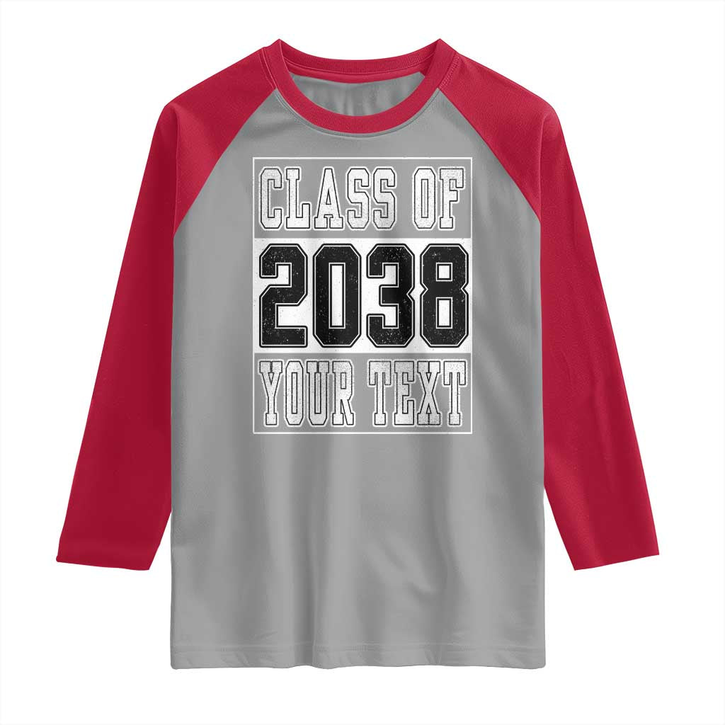 Personalized Class of 2038 Raglan Shirt Custom Name Grow With Me To Graduation - Wonder Print Shop