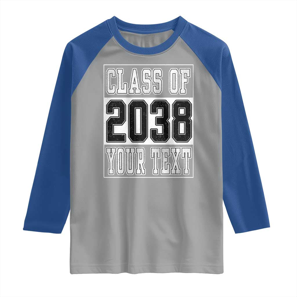 Personalized Class of 2038 Raglan Shirt Custom Name Grow With Me To Graduation - Wonder Print Shop