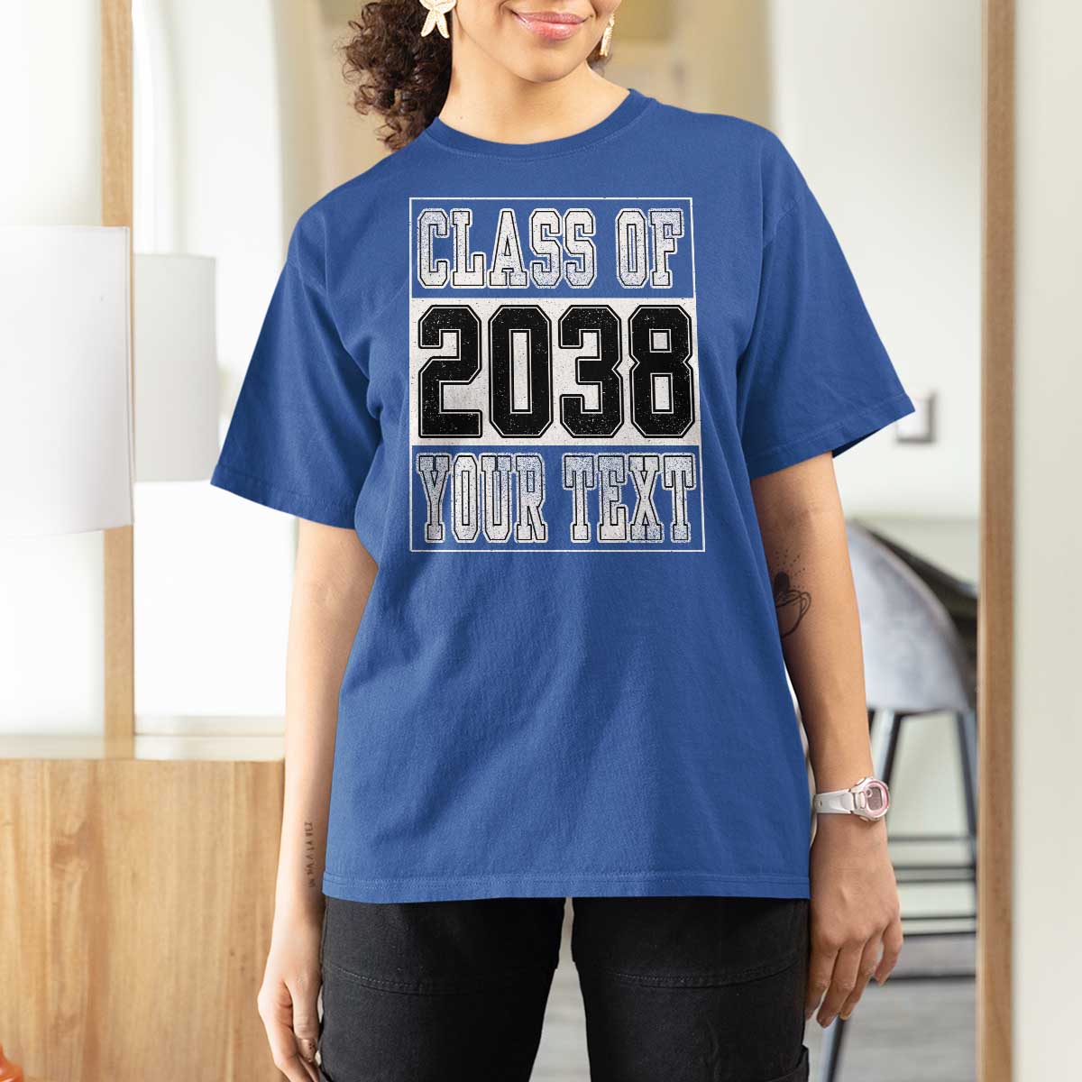 Personalized Class of 2038 T Shirt For Women Custom Name Grow With Me To Graduation - Wonder Print Shop