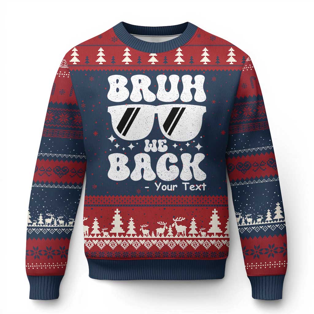 Personalized Back To School Ugly Christmas Sweater Custom Name Happy First Day Of School - Wonder Print Shop