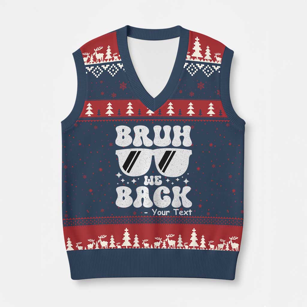 Personalized Back To School V-Neck Knit Sweater Vest Custom Name Happy First Day Of School - Wonder Print Shop