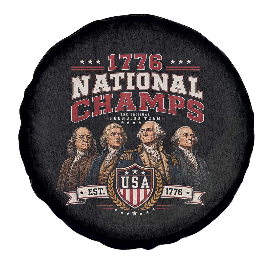 Funny Founding Fathers USA 250th Anniversary Spare Tire Cover 1776 Championship Parody American Flag Vintage Patriotic Humor