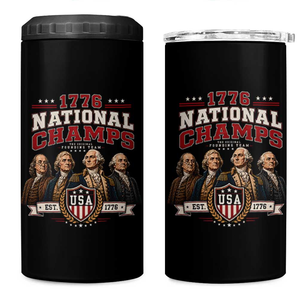 Funny Founding Fathers USA 250th Anniversary 4 in 1 Can Cooler Tumbler 1776 Championship Parody American Flag Vintage Patriotic Humor