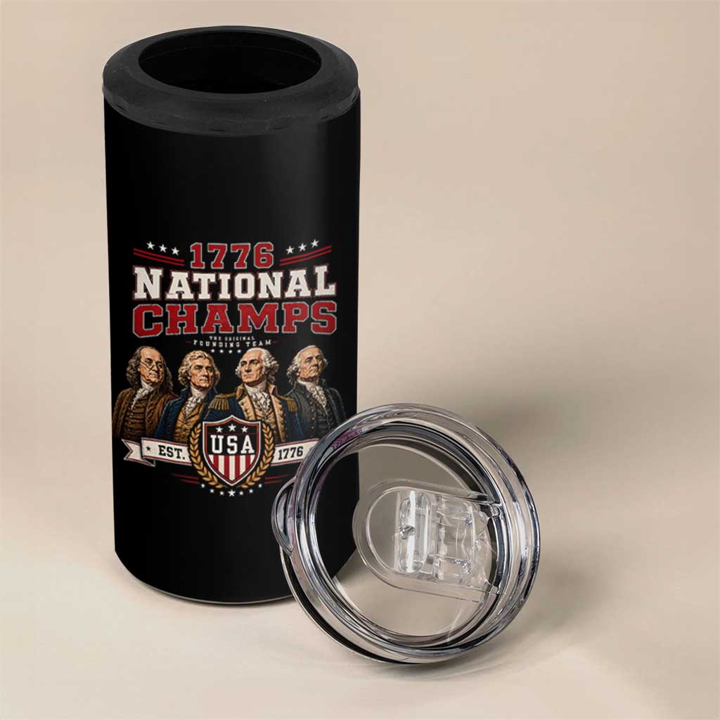 Funny Founding Fathers USA 250th Anniversary 4 in 1 Can Cooler Tumbler 1776 Championship Parody American Flag Vintage Patriotic Humor