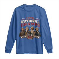 Funny Founding Fathers USA 250th Anniversary Long Sleeve Shirt 1776 Championship Parody American Flag Vintage Patriotic Humor