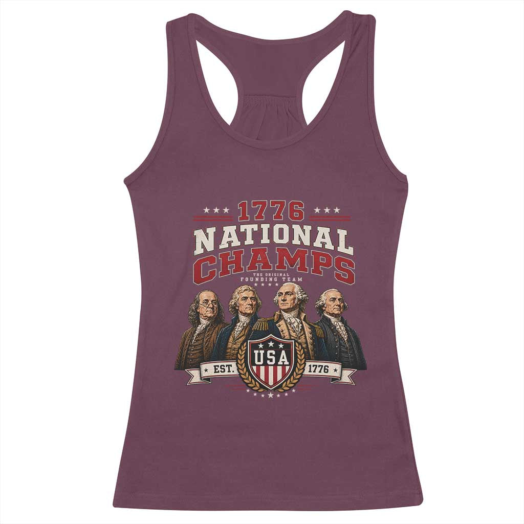Funny Founding Fathers USA 250th Anniversary Racerback Tank Top 1776 Championship Parody American Flag Vintage Patriotic Humor