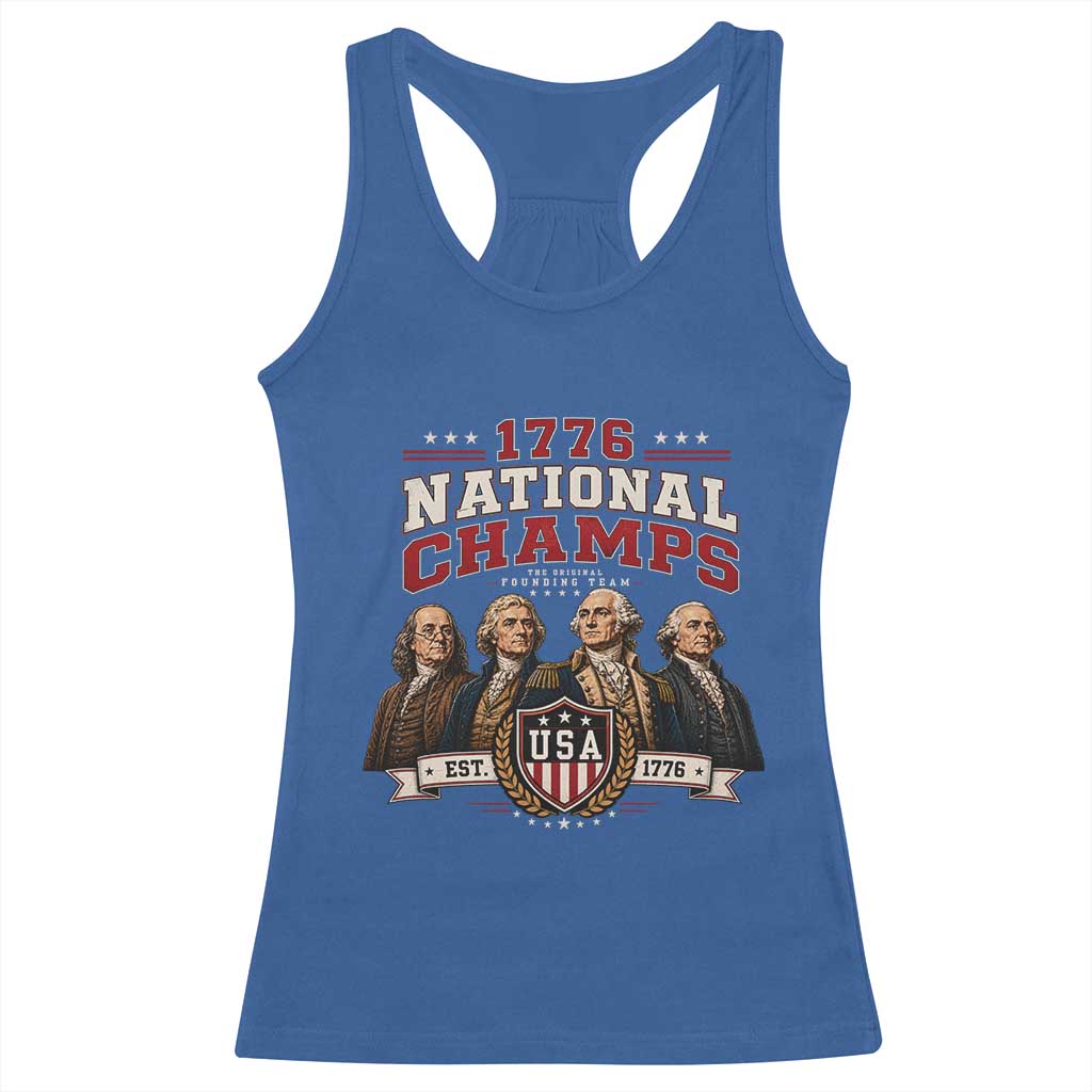 Funny Founding Fathers USA 250th Anniversary Racerback Tank Top 1776 Championship Parody American Flag Vintage Patriotic Humor