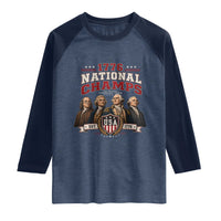 Funny Founding Fathers USA 250th Anniversary Raglan Shirt 1776 Championship Parody American Flag Vintage Patriotic Humor
