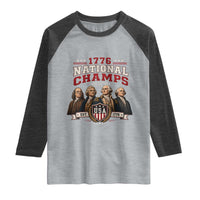 Funny Founding Fathers USA 250th Anniversary Raglan Shirt 1776 Championship Parody American Flag Vintage Patriotic Humor