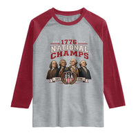 Funny Founding Fathers USA 250th Anniversary Raglan Shirt 1776 Championship Parody American Flag Vintage Patriotic Humor