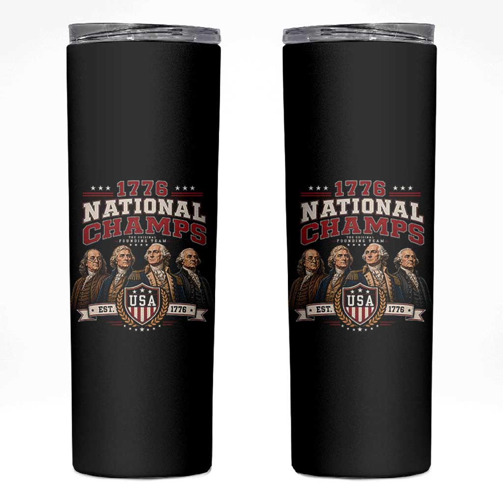 Funny Founding Fathers USA 250th Anniversary Skinny Tumbler 1776 Championship Parody American Flag Vintage Patriotic Humor