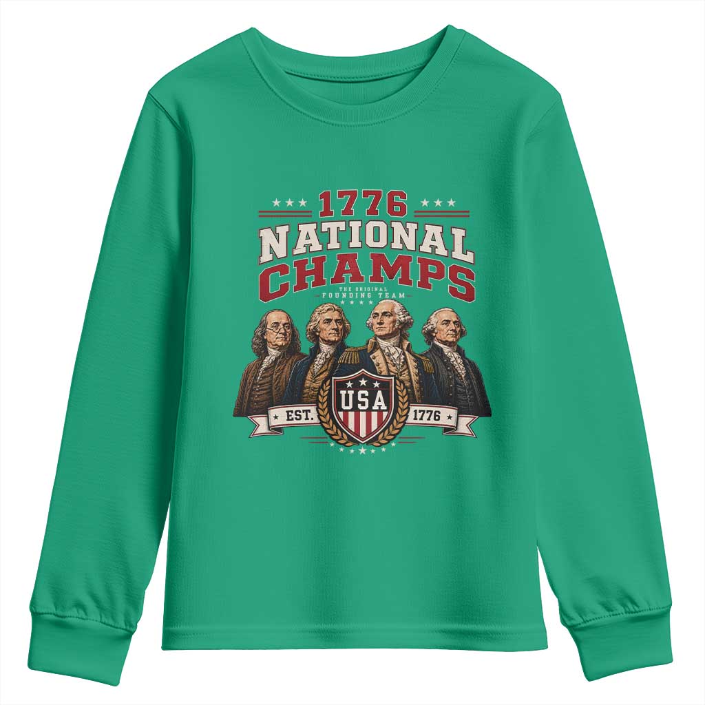 Funny Founding Fathers USA 250th Anniversary Youth Sweatshirt 1776 Championship Parody American Flag Vintage Patriotic Humor