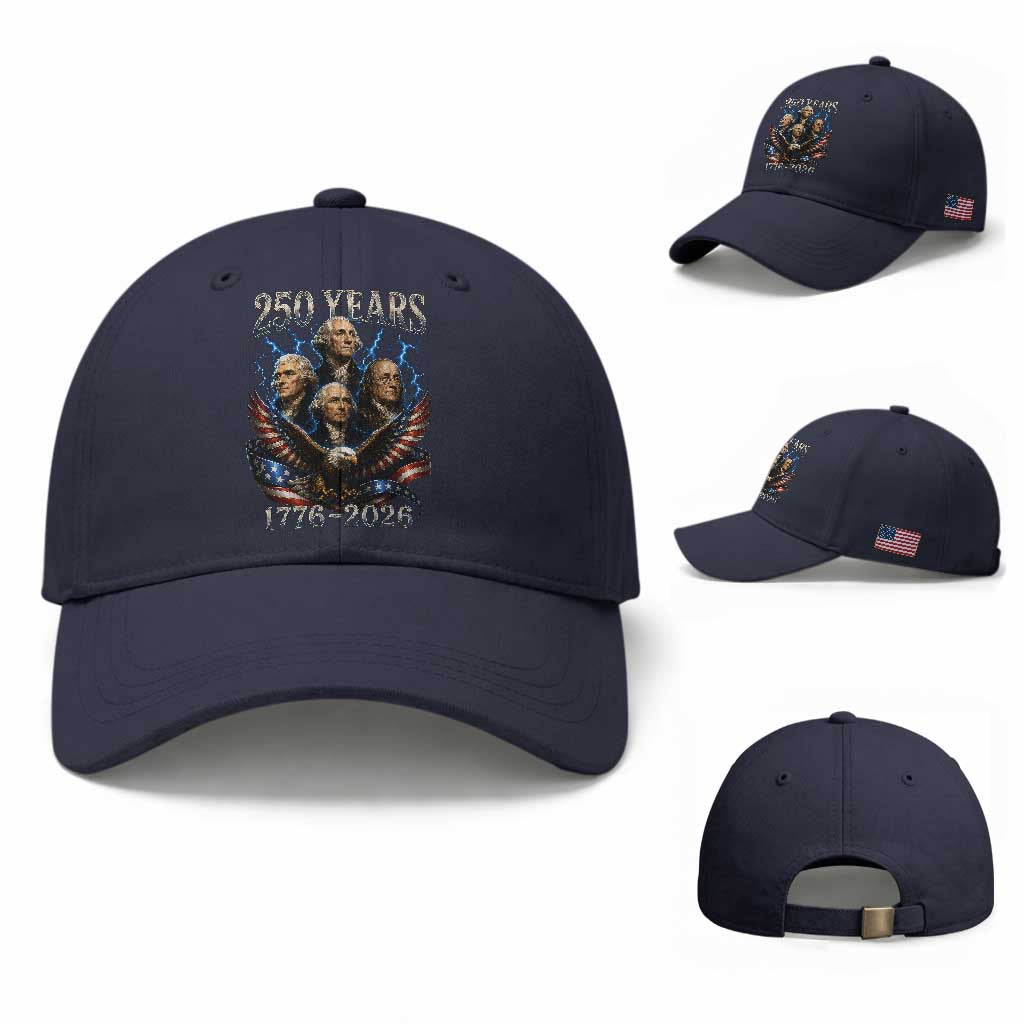 Founding Fathers USA 250th Anniversary Baseball Cap Vintage 250 Years 1776 2026 Patriotic Eagle American Flag