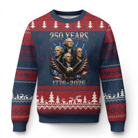 Founding Fathers USA 250th Anniversary Ugly Christmas Sweater Vintage 250 Years 1776 2026 Patriotic Eagle American Flag