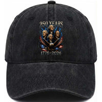 Founding Fathers USA 250th Anniversary Washed Cotton Baseball Cap Vintage 250 Years 1776 2026 Patriotic Eagle American Flag