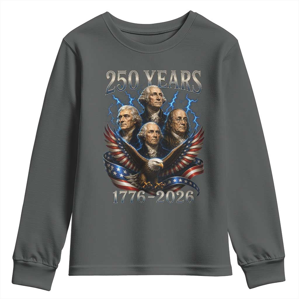 Founding Fathers USA 250th Anniversary Youth Sweatshirt Vintage 250 Years 1776 2026 Patriotic Eagle American Flag