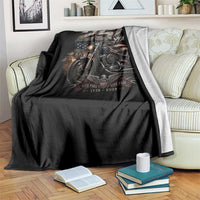 Retro Biker USA 250th Anniversary Throw Blanket Vintage Motorcycle American Flag Route 66 Highway