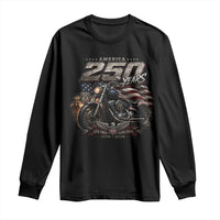 Retro Biker USA 250th Anniversary Long Sleeve Shirt Vintage Motorcycle American Flag Route 66 Highway