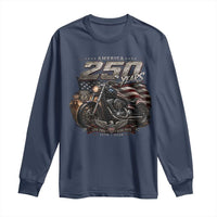 Retro Biker USA 250th Anniversary Long Sleeve Shirt Vintage Motorcycle American Flag Route 66 Highway