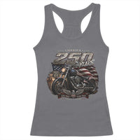 Retro Biker USA 250th Anniversary Racerback Tank Top Vintage Motorcycle American Flag Route 66 Highway