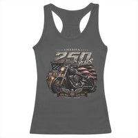 Retro Biker USA 250th Anniversary Racerback Tank Top Vintage Motorcycle American Flag Route 66 Highway