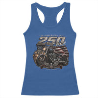 Retro Biker USA 250th Anniversary Racerback Tank Top Vintage Motorcycle American Flag Route 66 Highway