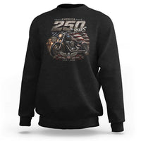 Retro Biker USA 250th Anniversary Sweatshirt Vintage Motorcycle American Flag Route 66 Highway