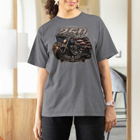 Retro Biker USA 250th Anniversary T Shirt For Women Vintage Motorcycle American Flag Route 66 Highway