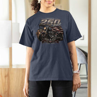 Retro Biker USA 250th Anniversary T Shirt For Women Vintage Motorcycle American Flag Route 66 Highway