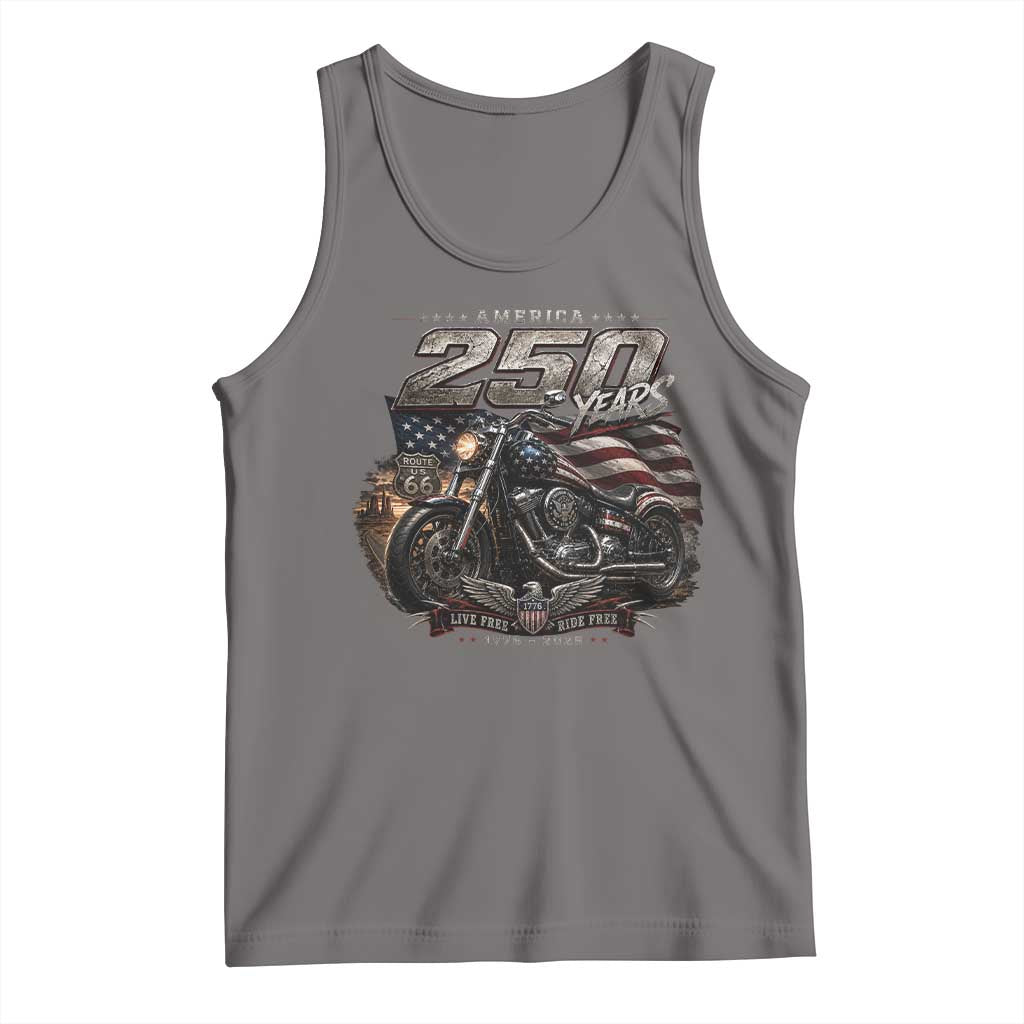 Retro Biker USA 250th Anniversary Tank Top Vintage Motorcycle American Flag Route 66 Highway