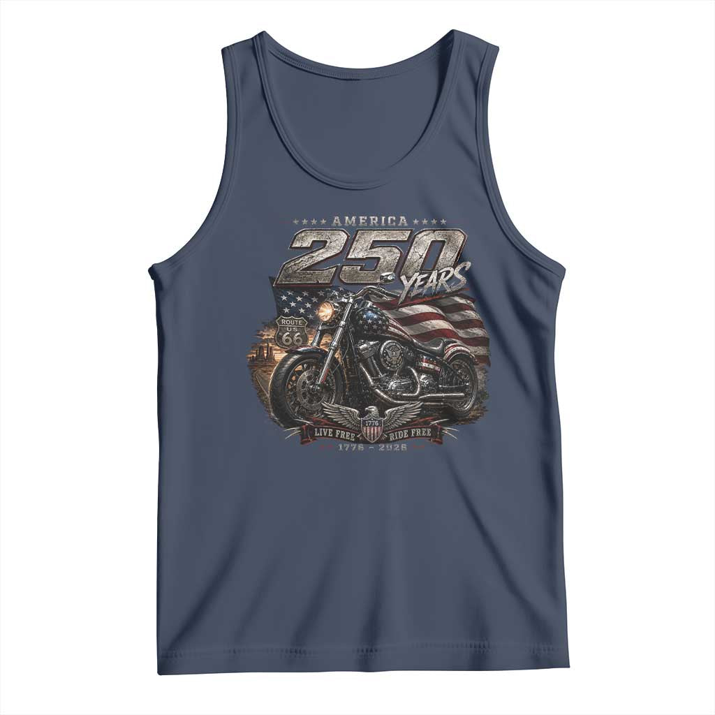Retro Biker USA 250th Anniversary Tank Top Vintage Motorcycle American Flag Route 66 Highway
