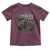 Retro Biker USA 250th Anniversary Toddler T Shirt Vintage Motorcycle American Flag Route 66 Highway