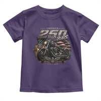 Retro Biker USA 250th Anniversary Toddler T Shirt Vintage Motorcycle American Flag Route 66 Highway