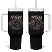Retro Biker USA 250th Anniversary Tumbler With Handle Vintage Motorcycle American Flag Route 66 Highway