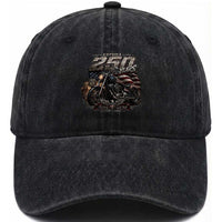 Retro Biker USA 250th Anniversary Washed Cotton Baseball Cap Vintage Motorcycle American Flag Route 66 Highway