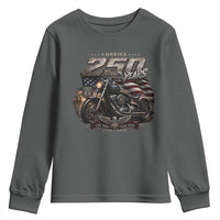 Retro Biker USA 250th Anniversary Youth Sweatshirt Vintage Motorcycle American Flag Route 66 Highway